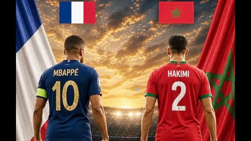 Cầu thủ Pháp và Morocco đua nhau trên sân cỏ